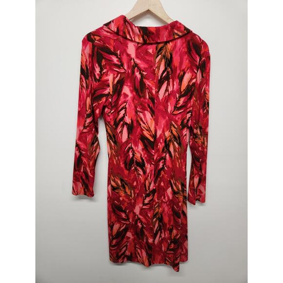 J.Jill Wearever Collection Women's Faux Wrap Tropical Print Dress, Sz M, In Red - Picture 2 of 10